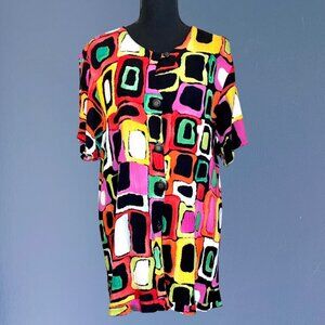 *VINTAGE* 90's Abstract Printed Top I Crinkle Blouse
